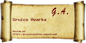 Gruics Avarka névjegykártya